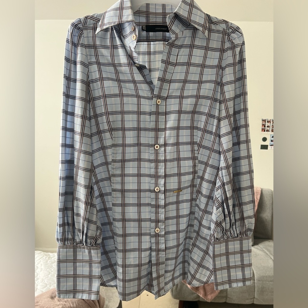 DSQUARED2 Blue and Brown Checkered Shirt